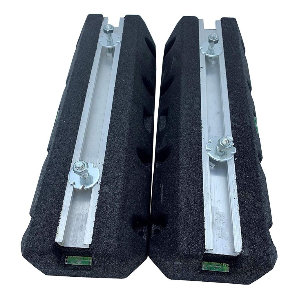 107247 Supports de sol Anti bruit caoutchouc pour Pompe a Chaleur Climatisation Lot de 2 45x16x9 cm avec niveau a bulle