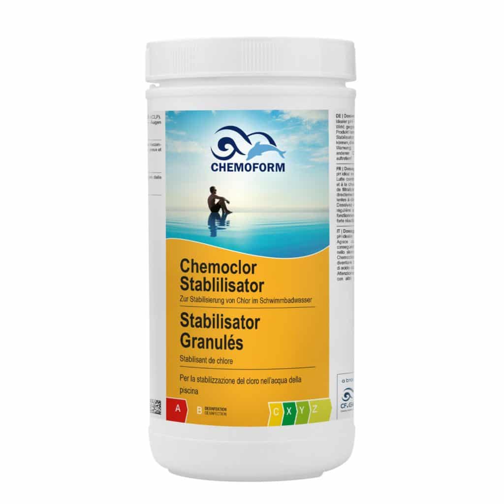 STAB1 0520001CFR Stabilisant Chlore Piscine Chemoform – Stabilisator Granulés 1 kg