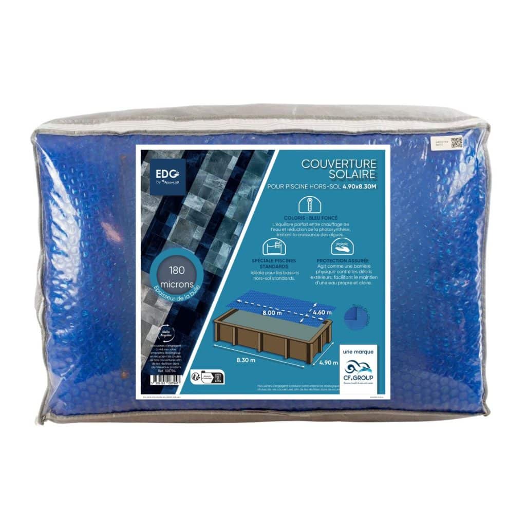 108794 Couverture Solaire 4 6 x 8 m Bleu Foncé 180 Micron Pour Piscine Tubulaire