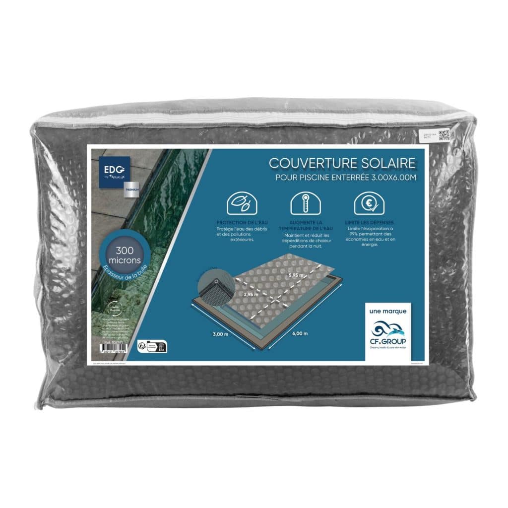 108795 Couverture Solaire Gris Translucide 300 Microns 3.95x7.95 m pour PISCINE ENTERREE 4x8m