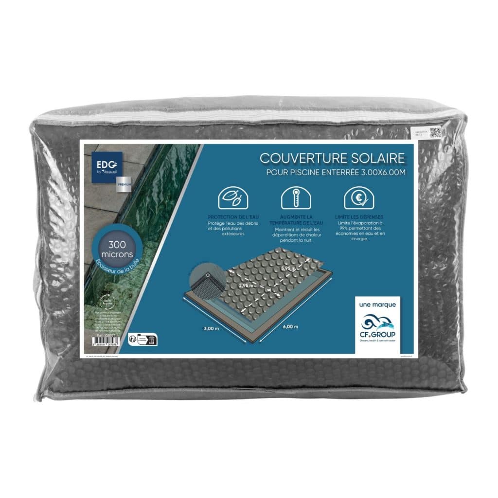 108797 Couverture Solaire Gris Opaque 300 Microns 3.95x7.95 m pour PISCINE ENTERREE 4x8m